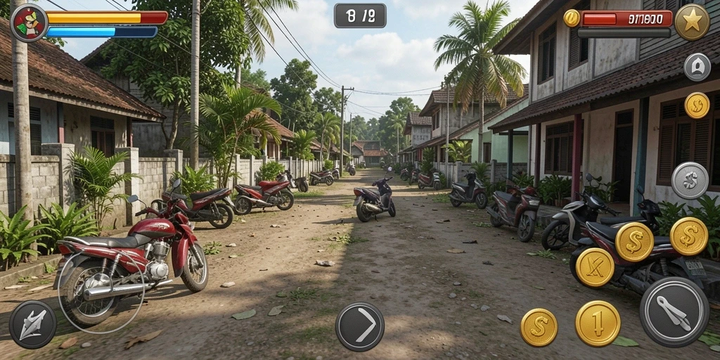Screenshot menampilkan karakter utama yang siap beraksi.